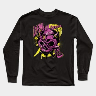 Japanese Demon Art Face Skull Devil Oni Harajuku Horror Long Sleeve T-Shirt